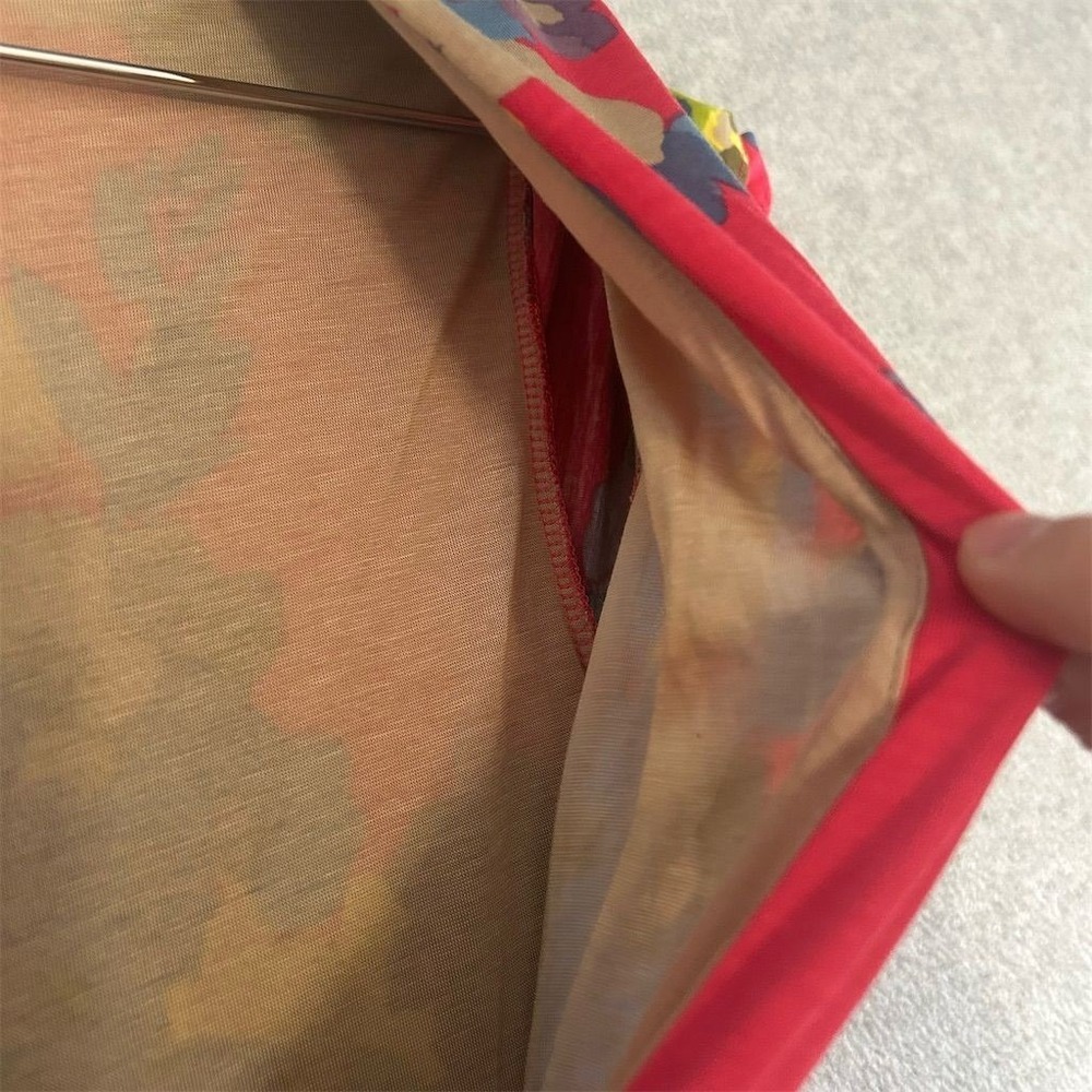 Boden Dress Women's Red Size 8r Floral Jersey Twist-Front Knee Length - Picture 6 of 8